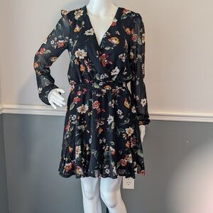 Trixxi Black Floral Long Sleeve Dress